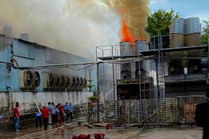 Cháy công ty gỗ ở TP.HCM, cảnh sát tốn hàng giờ khống chế đám cháy