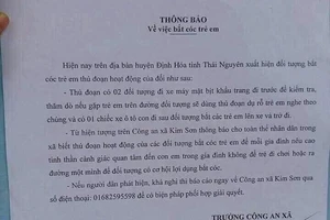Trưởng công an xã ra thông báo 'bắt cóc' gây hoang mang