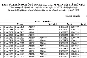 Công khai danh sách hơn 150.000 biển số đẹp sắp đấu giá 