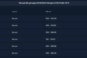 Nhiều biển số xe đẹp chỉ trúng đấu giá bằng ngưỡng tiền đặt cọc