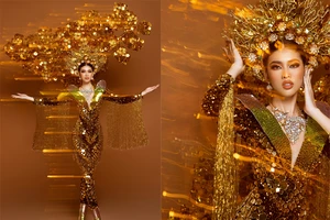 Quốc phục 30kg của Á hậu Ngọc Thảo ở Miss Grand International