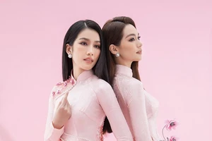 Á hậu Phương Anh đọ sắc cùng Hoa hậu Quốc tế trong trang phục áo dài