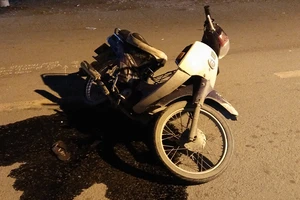 Xe máy chở 3 tông xe tải và người đi bộ trong đêm