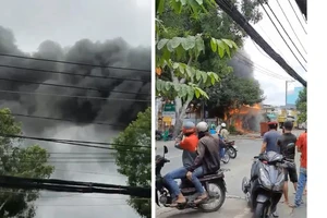 Cháy dữ dội cửa hàng đồ điện gia dụng ở quận Bình Tân