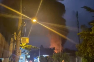 Xưởng nhựa ở huyện Bình Chánh cháy dữ dội trong đêm