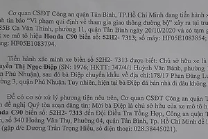 Công an Tân Bình thông báo tìm chủ sở hữu xe máy