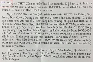 Công an Tân Bình tìm chủ xe bị mất trộm