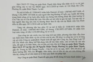 Công an Bình Thạnh tìm thân nhân người đàn ông tử vong do tai nạn
