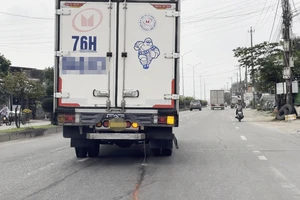 Xe chở hải sản xả nước thải tanh nồng xuống đường ở Quảng Ngãi