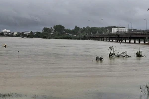 Nước sông Trà vượt báo động 3, cấm lưu thông qua cầu Trà Khúc 1