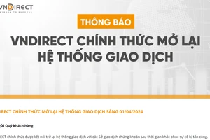 Hệ thống giao dịch VNDirect trở lại hoạt động một phần