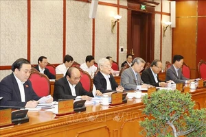 Tổng bí thư, Chủ tịch nước Nguyễn Phú Trọng - Trưởng ban Chỉ đạo Trung ương về phòng, chống tham nhũng chủ trì cuộc họp Bộ Chính trị, ngày 1-11-2019.