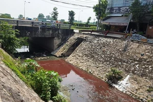 Kinh ngạc với màu nước kênh gần sân bay Tân Sơn Nhất