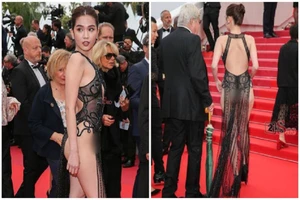 Ngọc Trinh gây sốc khi mặc như không mặc ở Cannes 