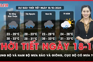 Thời tiết ngày 18-10: Trung Bộ, Nam Bộ mưa rào và giông, cục bộ có mưa to 