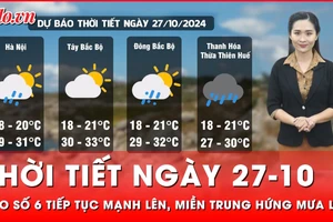 Thời tiết ngày 27-10: Bão số 6 tiếp tục tăng cấp, hướng về miền Trung gây mưa lớn diện rộng