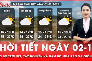 Thời tiết ngày 02-12: Bắc Bộ trời rét, Tây Nguyên và Nam Bộ mưa rào, giông
