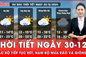 Thời tiết ngày 30-12: Bắc Bộ tiếp tục rét vào sáng sớm, Nam Bộ có mưa rào và giông