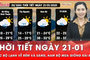 Thời tiết ngày 21-01: Bắc Bộ lạnh về đêm và sáng, Nam Bộ mưa rào và giông rải rác