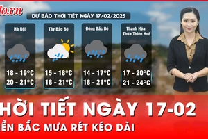 Thời tiết ngày 17-02: Miền Bắc mưa rét kéo dài, Nam Bộ mưa dông rải rác