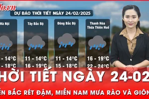 Thời tiết ngày 24-02: Miền Bắc rét đậm, miền Nam mưa rào và giông