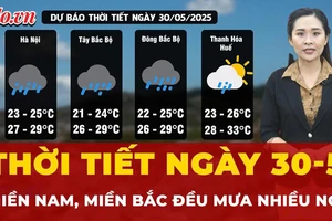 Thời tiết ngày 30-5: Miền Bắc mưa xối xả nhiều nơi, miền Nam tiếp tục mưa giông