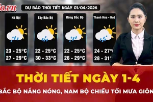 Thời tiết ngày 1-4: Bắc Bộ nắng nóng, Nam Bộ chiều tối mưa giông