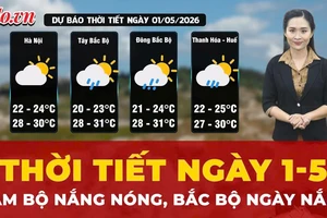 Thời tiết ngày 1-5: Bắc Bộ ngày nắng, Nam Bộ nắng nóng