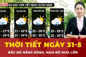 Thời tiết ngày 31-5: Bắc Bộ nắng nóng, Nam Bộ mưa lớn