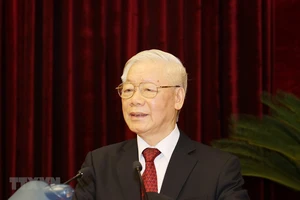 Tổng bí thư, Chủ tịch nước Nguyễn Phú Trọng phát biểu bế mạc Hội nghị Trung ương 2. Ảnh: TTXVN