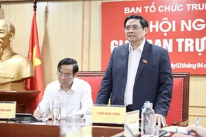 Ủy viên Bộ Chính trị, Trưởng ban Tổ chức Trung ương Phạm Minh Chính phát biểu tại Hội nghị. Ảnh: xaydungdang.org.vn