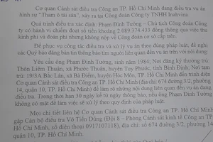 Công an TP.HCM mời làm việc Chủ tịch Công đoàn Công ty TNHH Inahvina