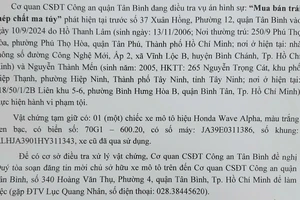 Công an Tân Bình tìm chủ sở hữu xe Honda Wave Alpha màu trắng đen bạc
