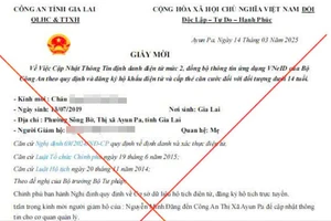Cảnh báo giả mạo giấy mời của Thượng tá Ksor H’Bơ Khắp, phó giám đốc Công an Gia Lai
