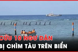 Hải quân cứu 10 ngư dân 2 tàu cá Phú Yên, Bình Định bị chìm trên biển