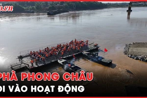 Phà Phong Châu vượt sông Hồng đi vào hoạt động