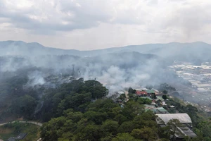 Cháy rừng thông dưới cáp treo Đà Lạt, khói đen bao trùm khu dân cư 