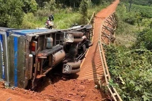 Lâm Đồng: Sập cầu sắt khi xe tải chở phân gà chạy qua