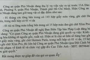 Công an Phú Nhuận tìm chủ sở hữu hơn 140 chiếc ví ghi chữ Hermes. 