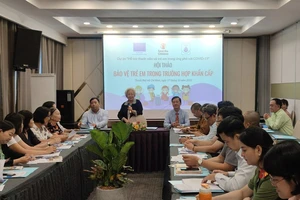 Bà Lương Thị Thuận, Hội trưởng Hội Bảo vệ quyền lợi trẻ em TP.HCM phát biểu tại hội thảo. Ảnh: NGUYỄN HIỀN