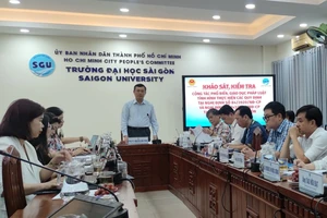 PGS.TS Nguyễn Văn Phúc, Thứ trưởng Bộ GD&ĐT phát biểu tại buổi kiểm tra, giám sát. Ảnh: NGUYỄN HIỀN