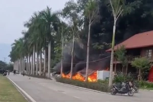 Cháy dàn xe điện trong khu du lịch nghỉ dưỡng Vườn Vua Phú Thọ