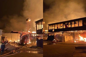 Bị đình chỉ vẫn lén hoạt động, xưởng chế biến gỗ bốc cháy trong đêm