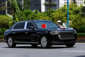 Ảnh: Đoàn xe Hồng Kỳ chở Tổng Bí thư, Chủ tịch nước Trung Quốc Tập Cận Bình đến Hà Nội