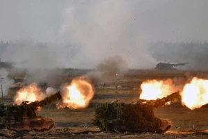 Hình ảnh cuộc tập trận chung giữa Nga và Belarus tại bãi tập Mulino ở vùng Nizhny Novgorod, Nga.