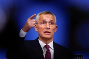 Tổng thư ký NATO Jens Stoltenberg phát biểu trong cuộc họp báo tại Brussels, Bỉ, vào ngày 23-3.