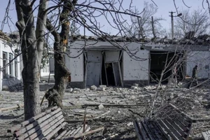 Một bệnh viện tâm thần bị pháo kích của Nga phá hủy hoàn toàn ở TP Mykolaiv, miền nam Ukraine, ngày 22-3.