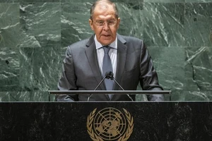 Ngoại trưởng Nga Sergey Lavrov phát biểu tại kỳ họp thứ 76 của Đại hội đồng Liên Hợp Quốc vào ngày 25-9-2021.