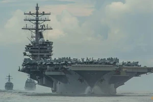 Nhóm tác chiến do tàu sân bay USS Ronald Reagan của Mỹ tiến vào vùng biển Philippine vào ngày 19-7-2020. 