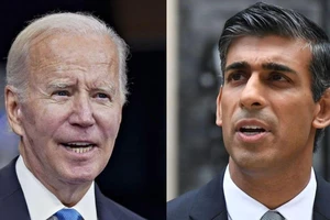 Tổng thống Mỹ Joe Biden (trái) và tân Thủ tướng Anh Rishi Sunak (phải).